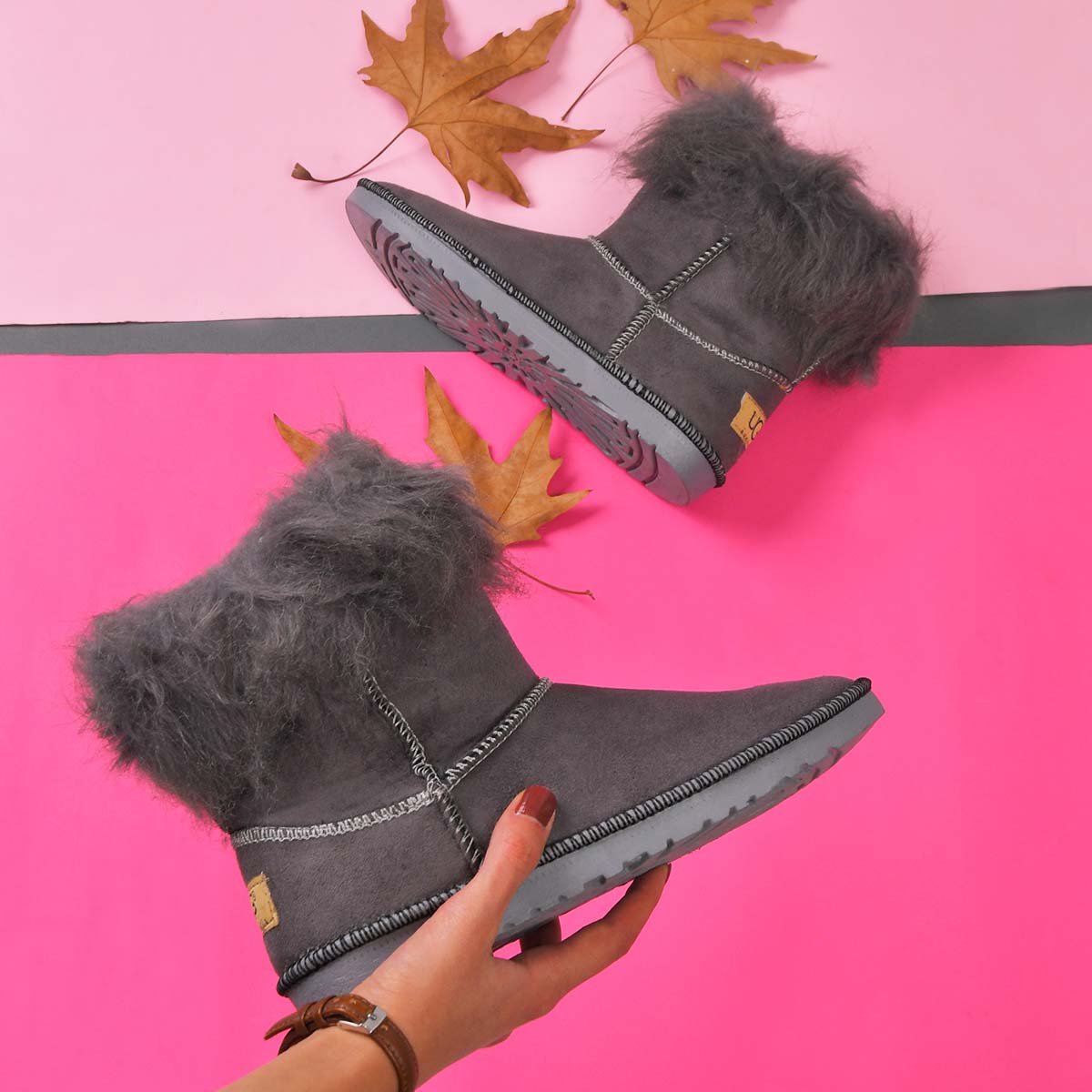 کفش ساقدار دخترانه atlas طوسی