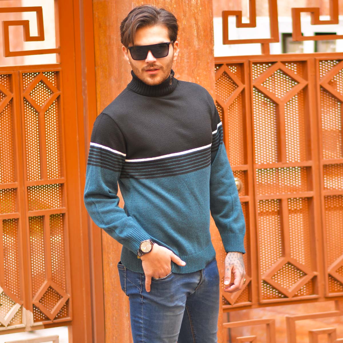پلیور بافت یقه اسکی مردانه مدل Borna
