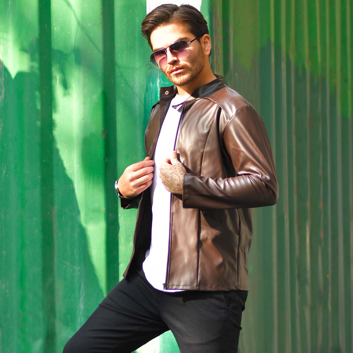 کاپشن چرم مردانه مدل Mark