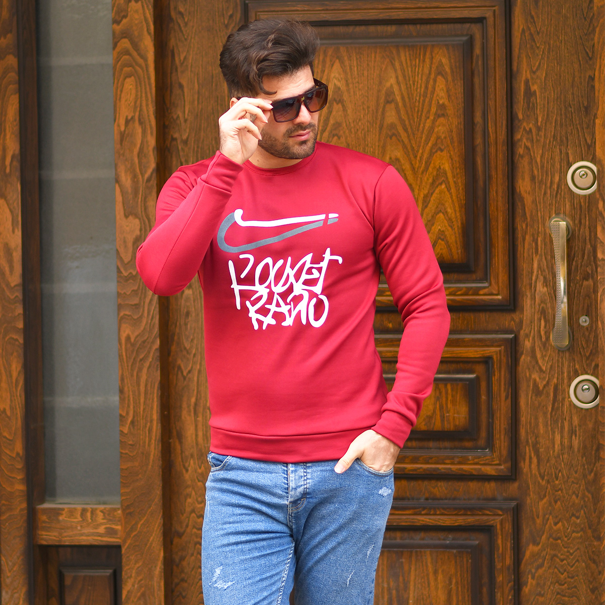 پلیور تو کرکی قرمز مردانه مدلRARO