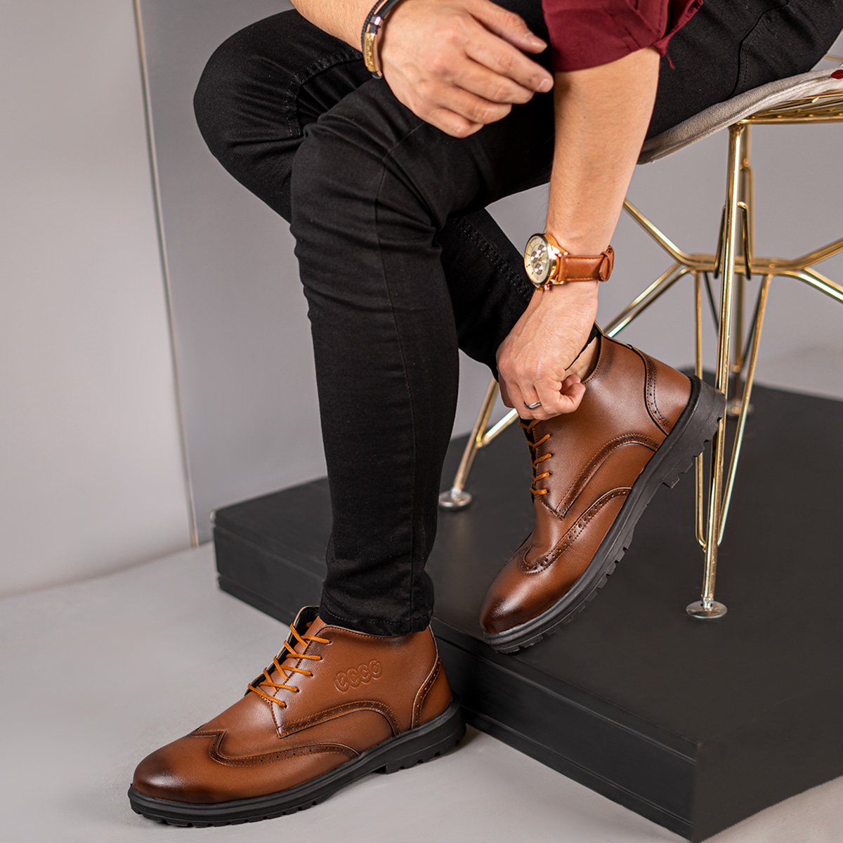 کفش ساقدارقهوه ای مردانه مدل Kayson