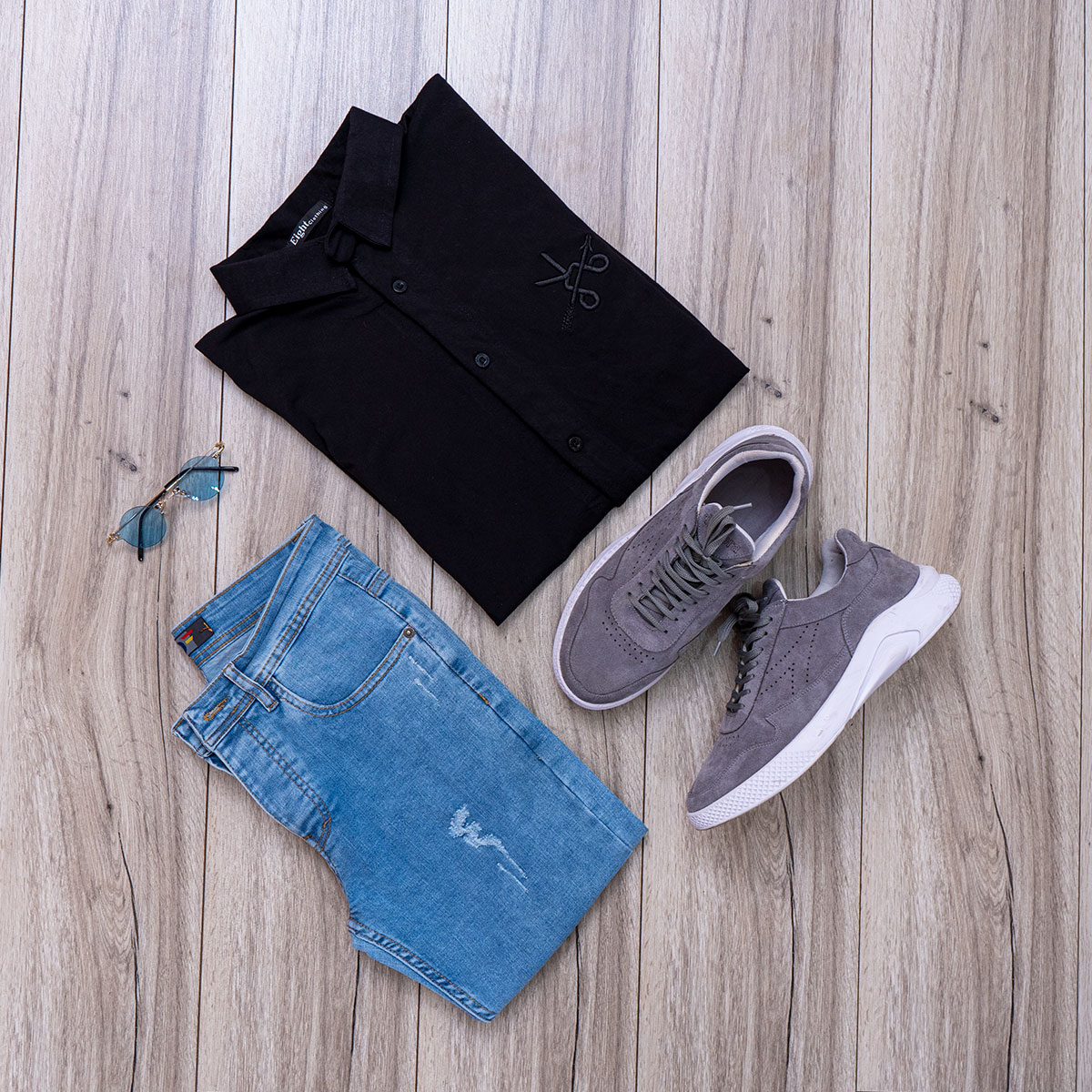 پيراهن آستين كوتاه مردانه مشكي مدل Carla