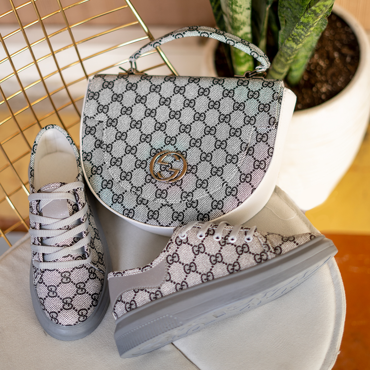 ست کیف و کفش دخترانه طوسی مدل VALERIA