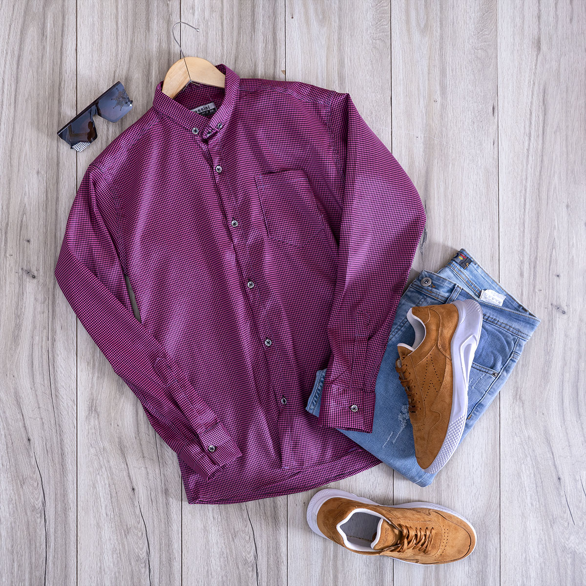 پیراهن مردانه رنگ زرشکی مدل Advit