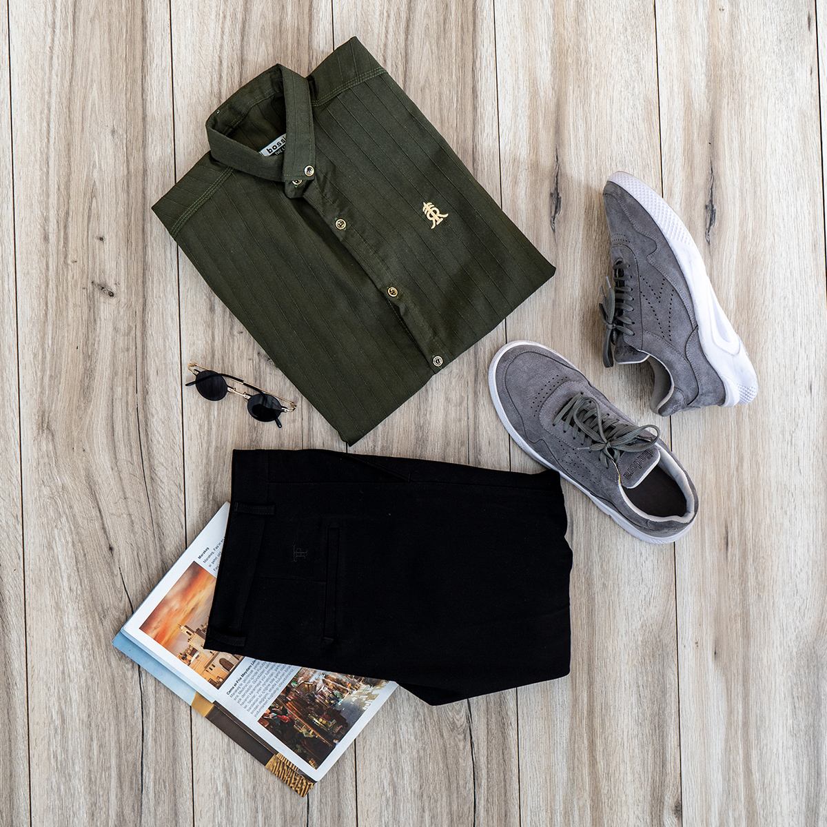 پيراهن مردانه رنگ سبز مدل Rafel