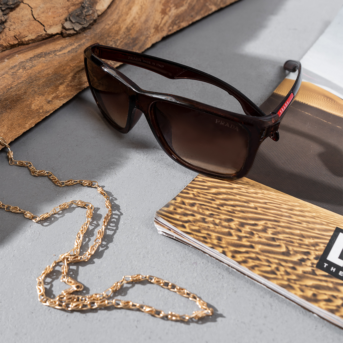 عينك آفتابي Prada مردانه قهوه اي مدل Makan