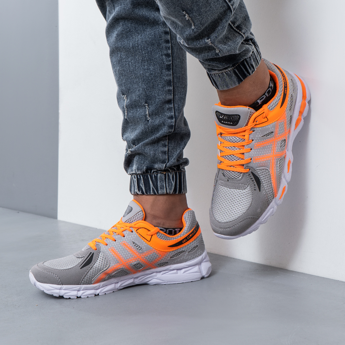 کفش ورزشی اسیکس مردانه طوسی نارنجی مدل kayano