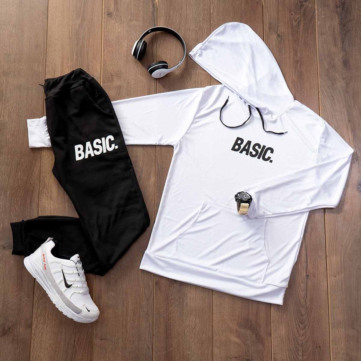 ست هودی شلوار طرح BASIC مدلzxa