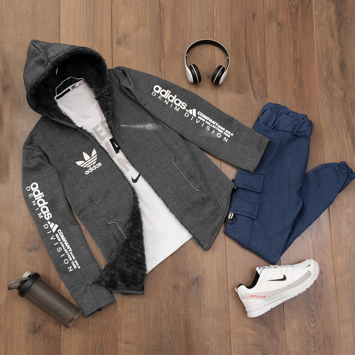 هودی Adidas مردانه طوسی تیره مدل Aran