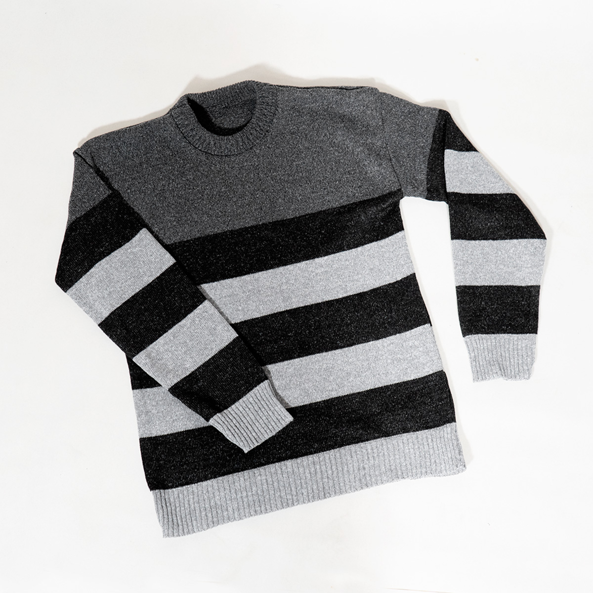 پلیور راه راه طوسی ذغالی مردانه مدل Sosha