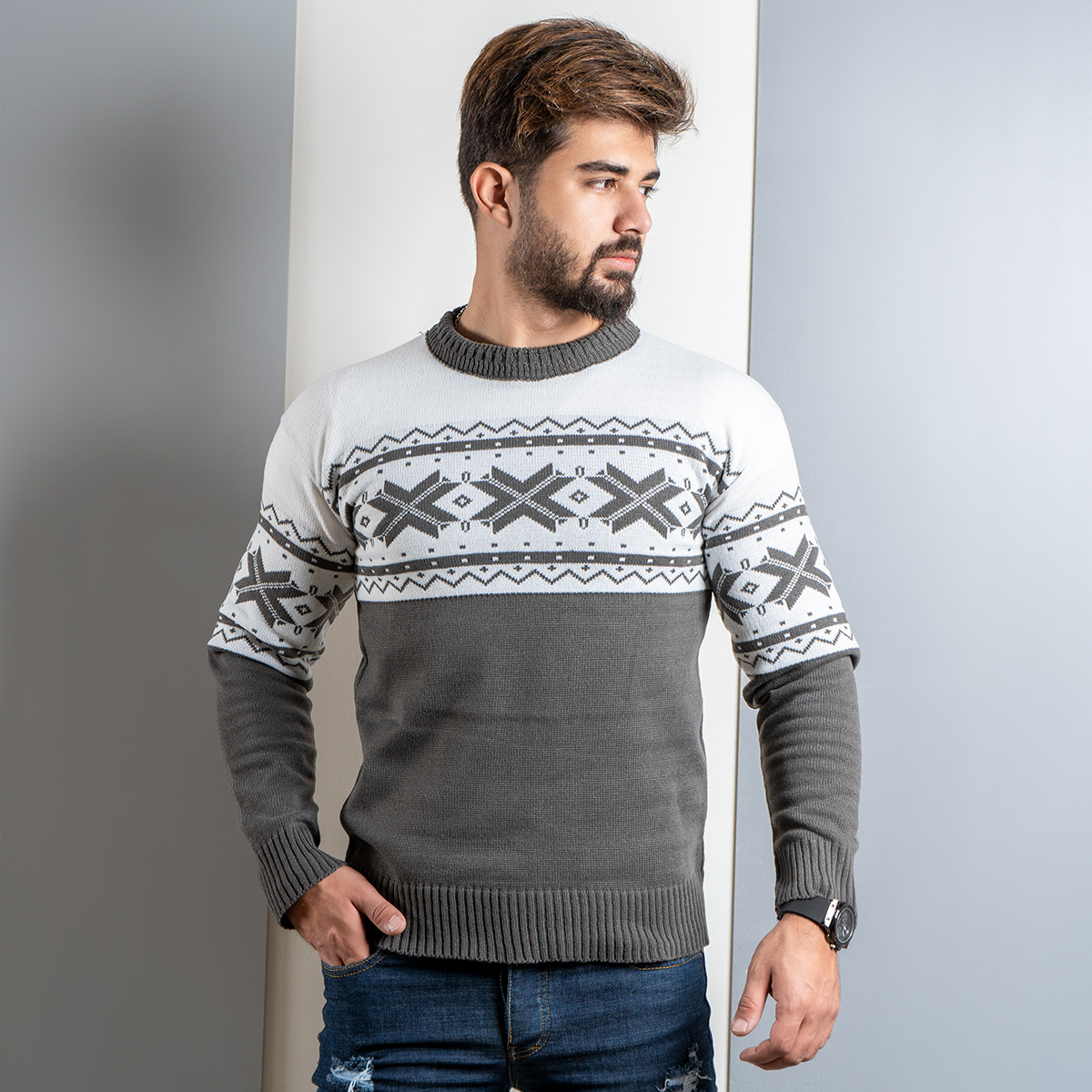 پلیور مردانه (T) خاکی مدل Servin