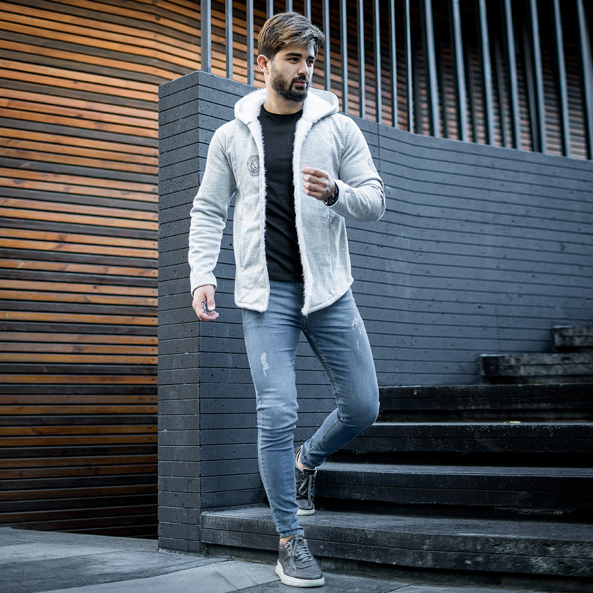 شنل مردانه ورساچه طوسی روشن مدلsogi