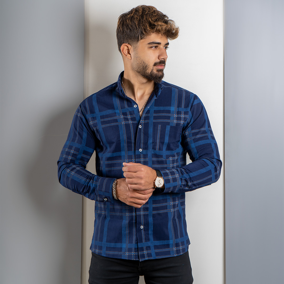 پیراهن مردانه راه راه آبی (T) مردانه مدلexo