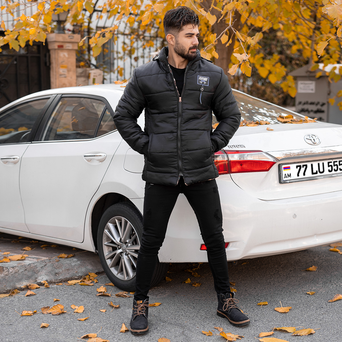 کاپشن مردانه مشکی مدل Faded