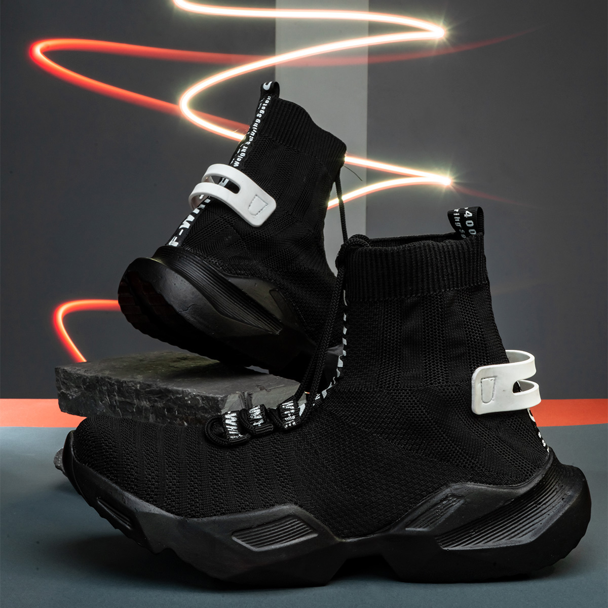 کفش ورزشی ساقدار مردانه مشکی مدلSasan