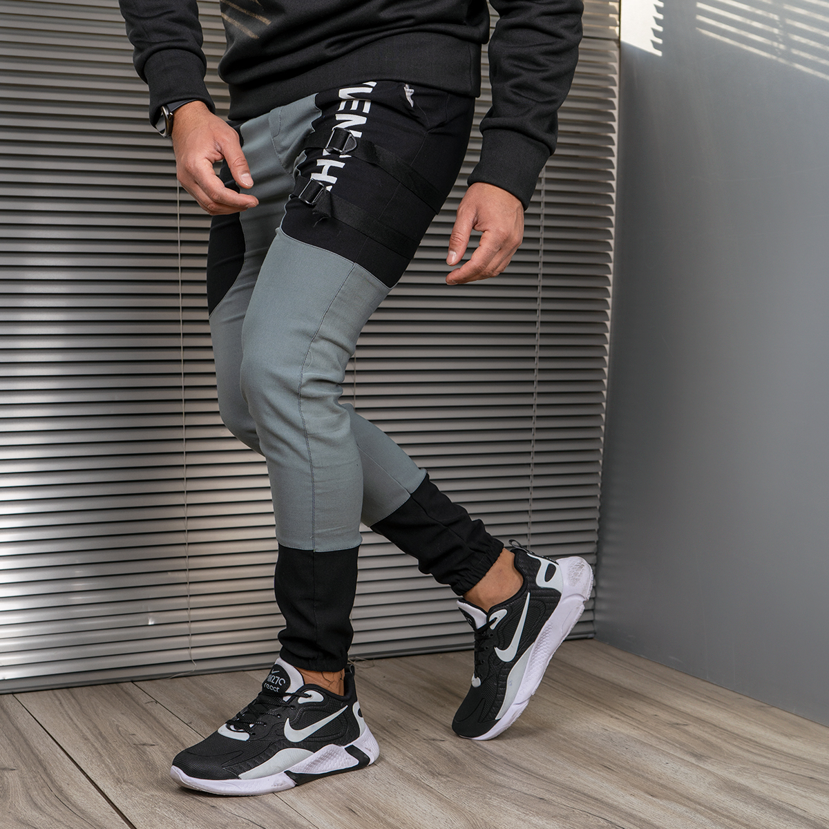 شلوار اسلش مردانه طوسی مشکی مدل Giv