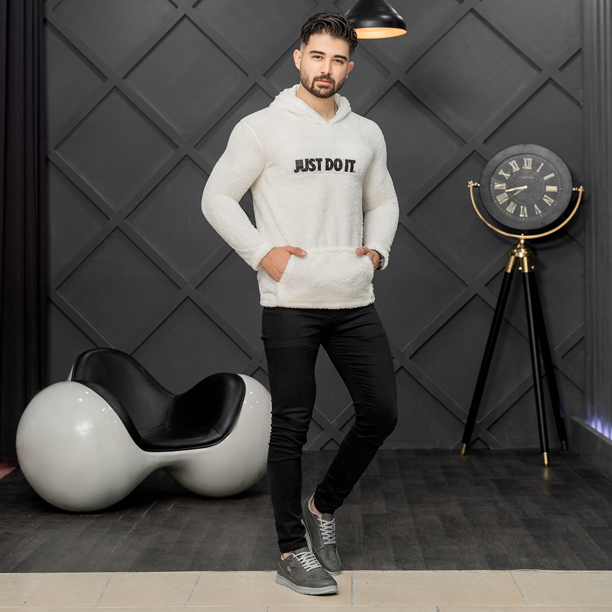 هودی just do itمردانه سفید مدلTaha