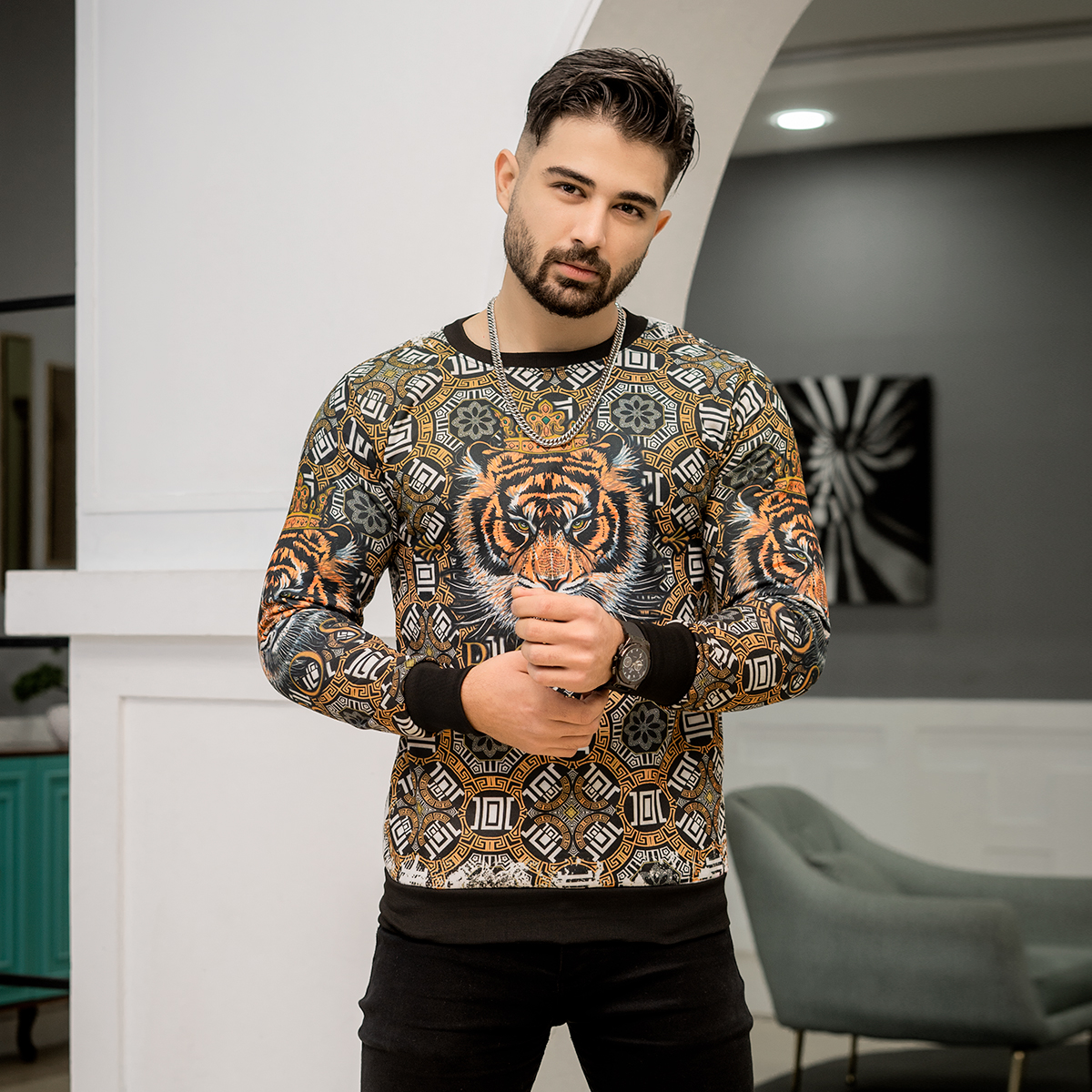 دورس مردانه طرح ببر زرد مدل kasra