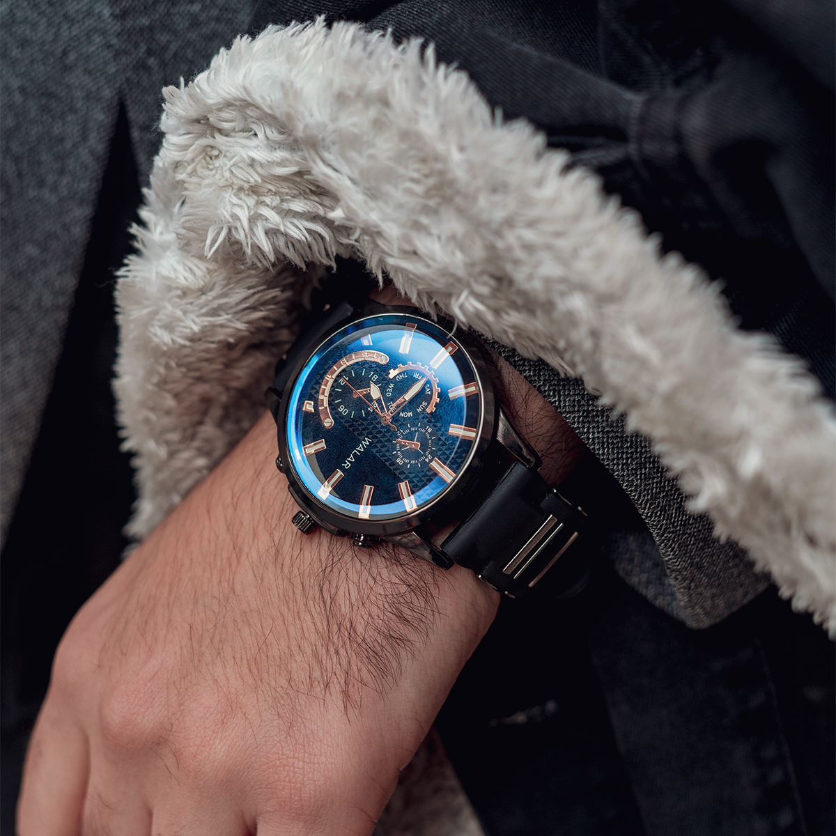 ساعت مردانه walar مشکی مدل A720