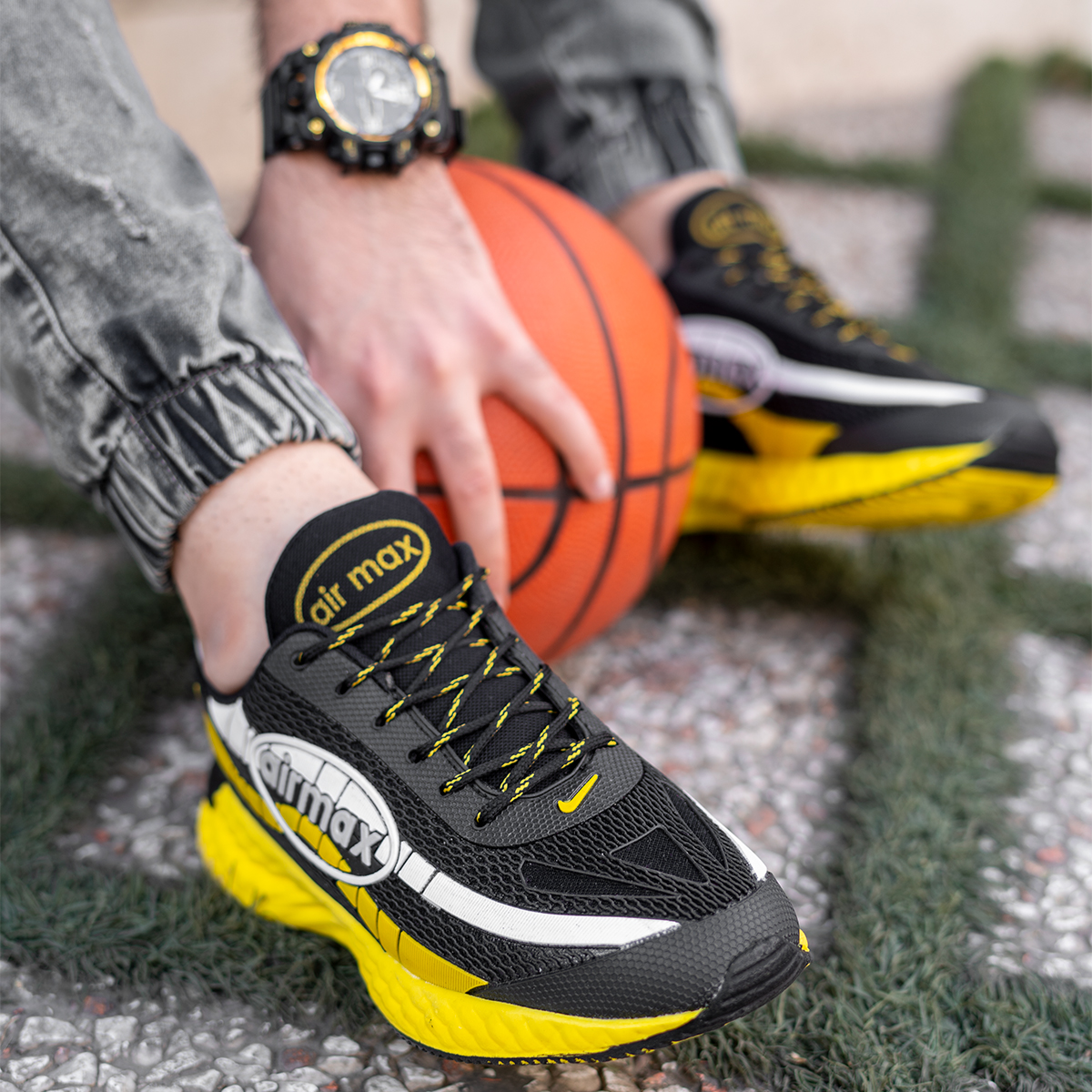 کفش ورزشی مشکی زرد مردانه مدل Airmax