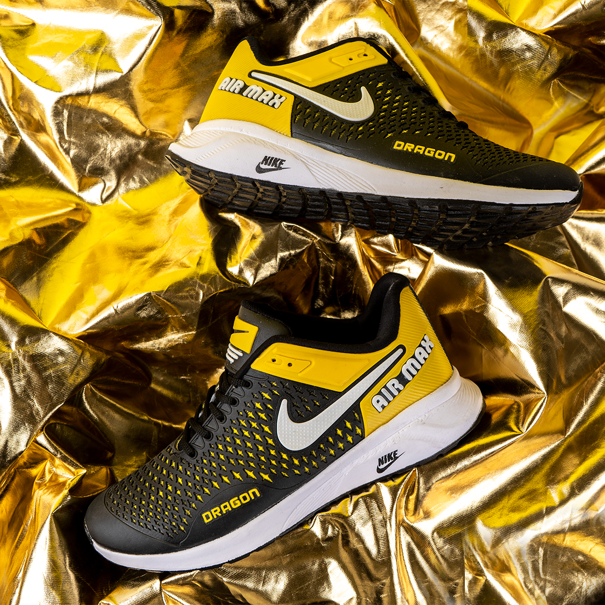 کفش ورزشی نایک مشکی زرد مردانه مدلDRAGON