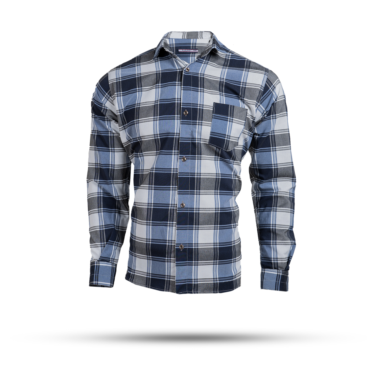 پیراهن مردانه چهارخونه سفید آبی مدل tones