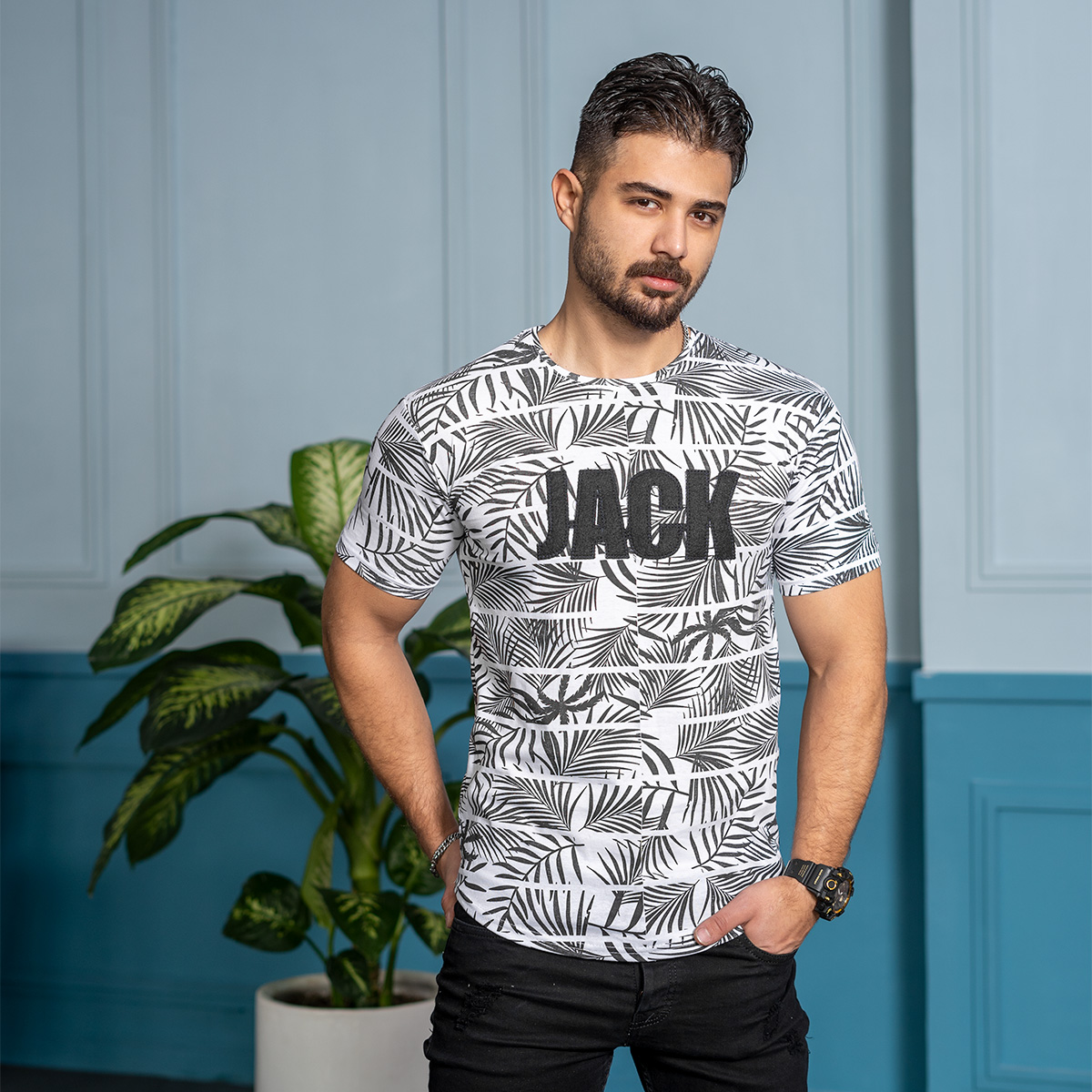 تیشرت مردانه سفید مدل Jack