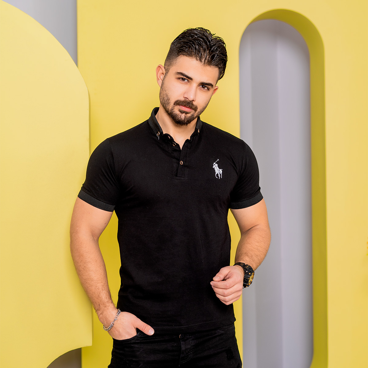 تیشرت POLO مردانه مشکی مدل Havino