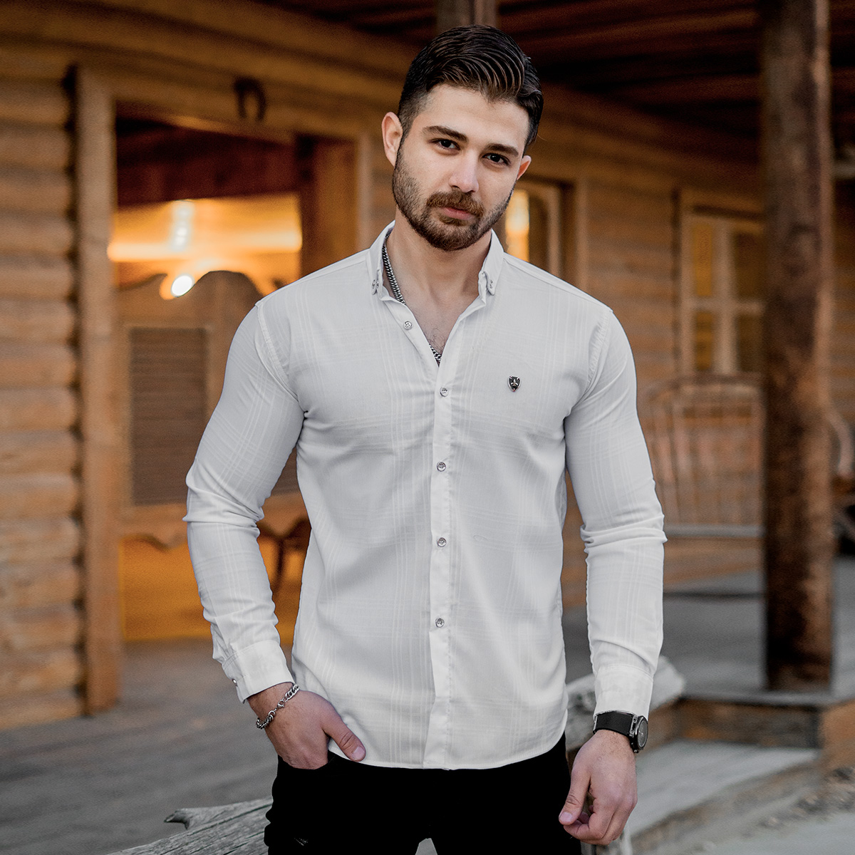 پیراهن مردانه سفید مدلFarzin