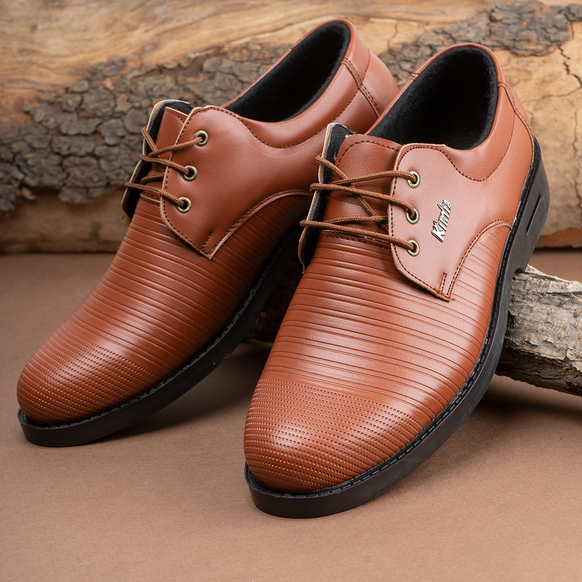 کفش رسمی مردانه عسلی خطی مدل classic