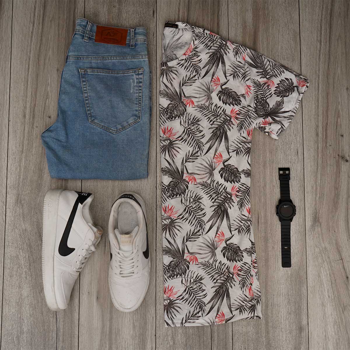 تیشرت هاوایی مردانه طرح برگ مدل Ermi