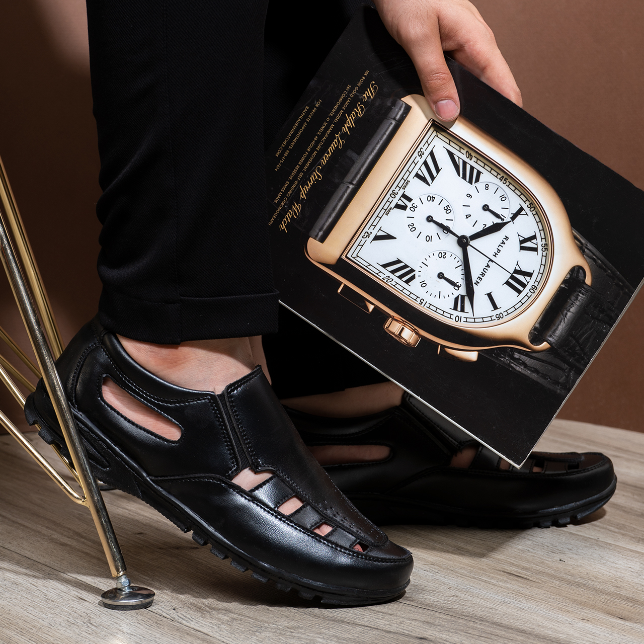 صندل مردانه مشکی مدل dikan