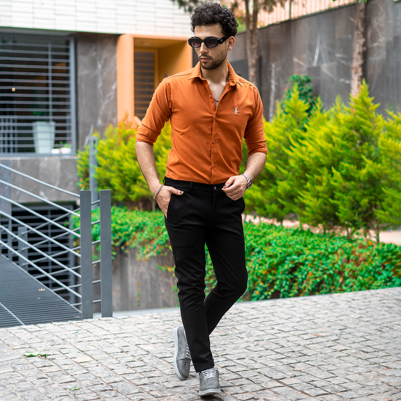 پیراهن مردانه آجری مدل VQ