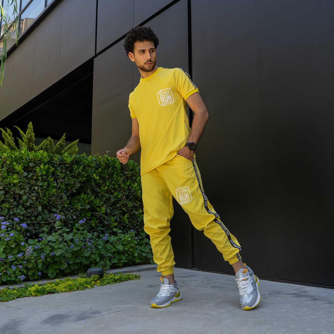 ست تیشرت شلوار مردانه زرد مدل Yamo