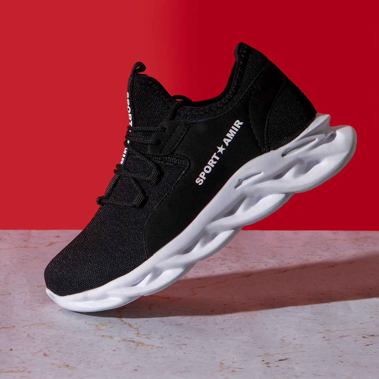 کفش ورزشی مردانه مشکی سفید مدل Amir