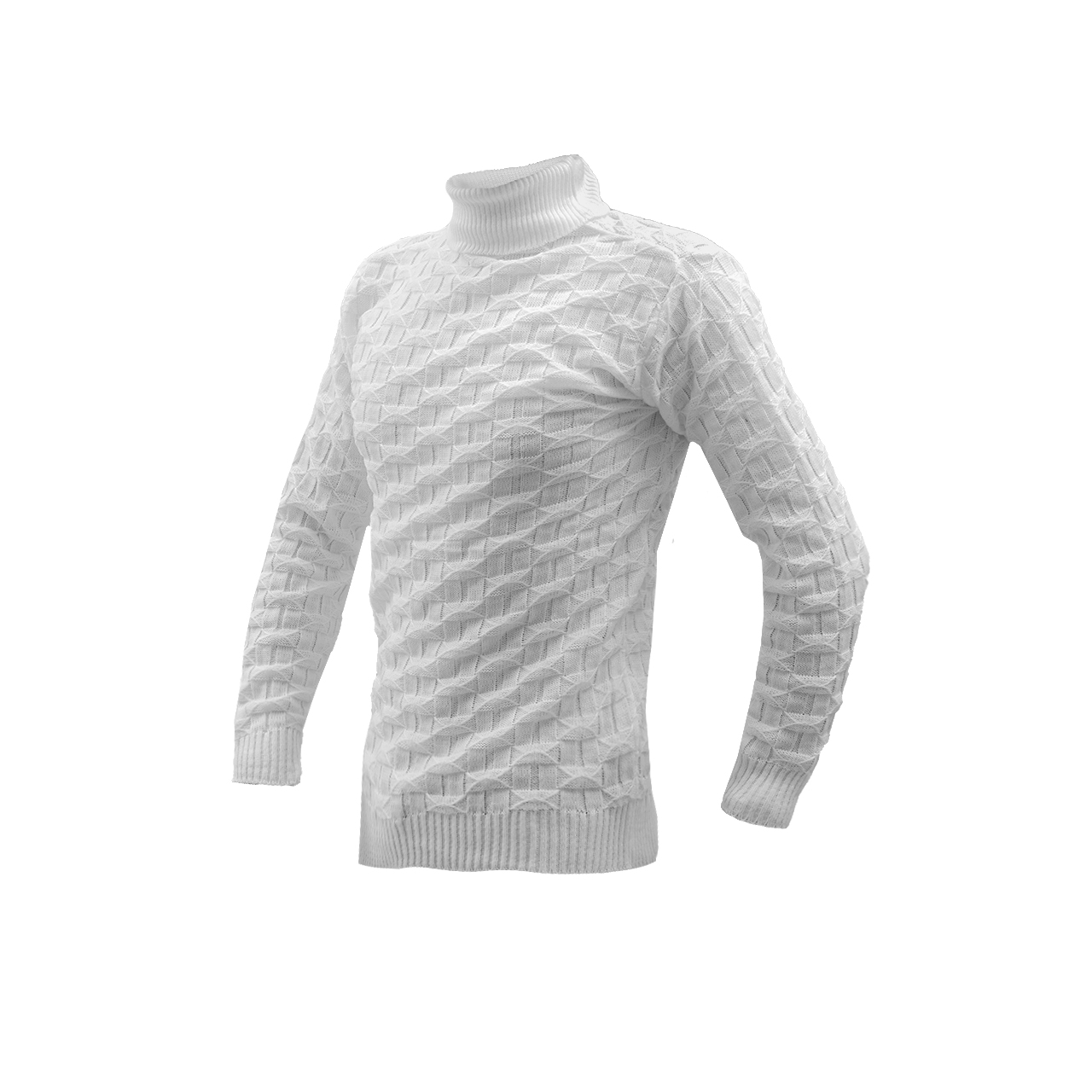پلیور یقه اسکی سفید طرح لوزی مردانه مدلG10