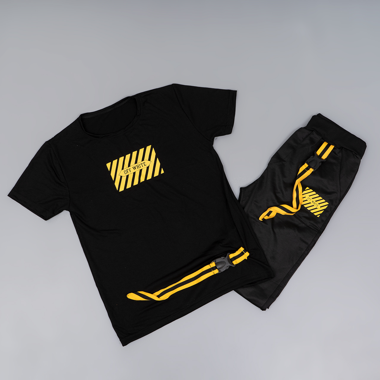 ست تیشرت شلوار مردانه مشکی مدل X131