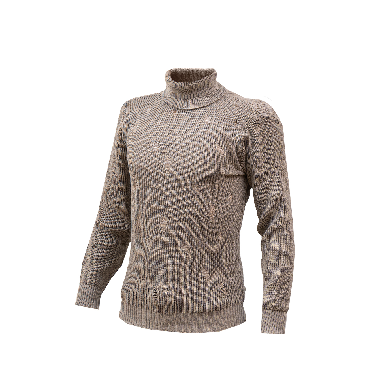 پلیور یقه اسکی کرم زاپ دار مردانه مدل U10