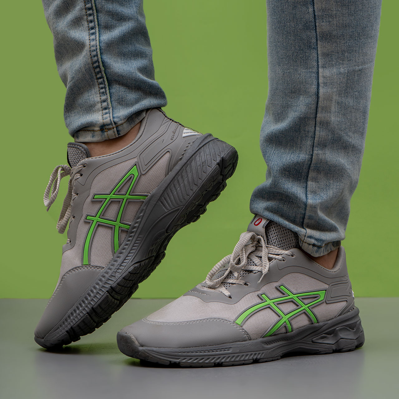 کفش ورزشی طوسی سبز زیره طوسی مردانه مدل Rail