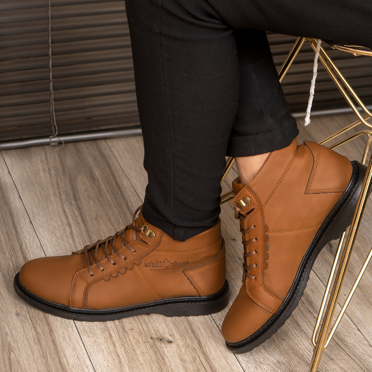 نیم بوت مردانه نسکافه ای مدل Ashil