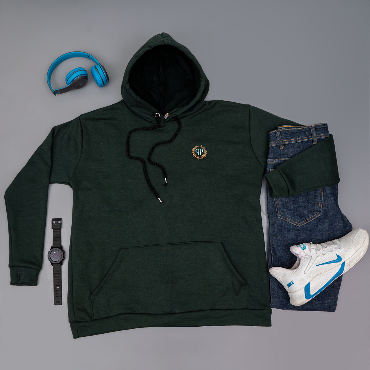 هودی مردانه سبز تیره مدل Zanko