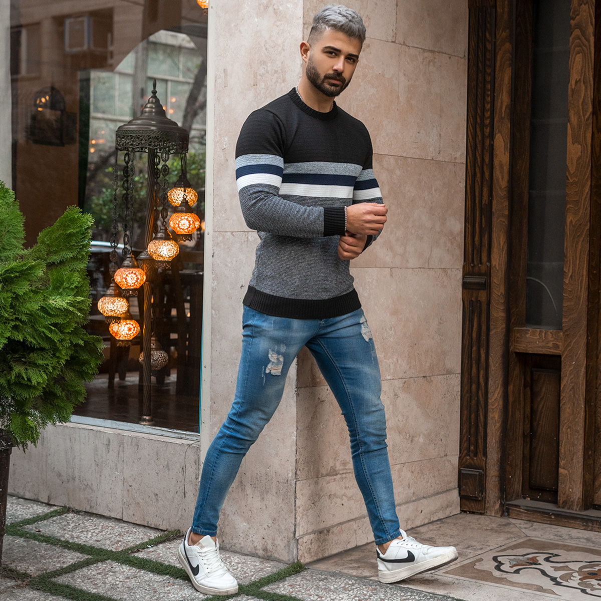 پلیور مردانه مشکی مدل MISHA