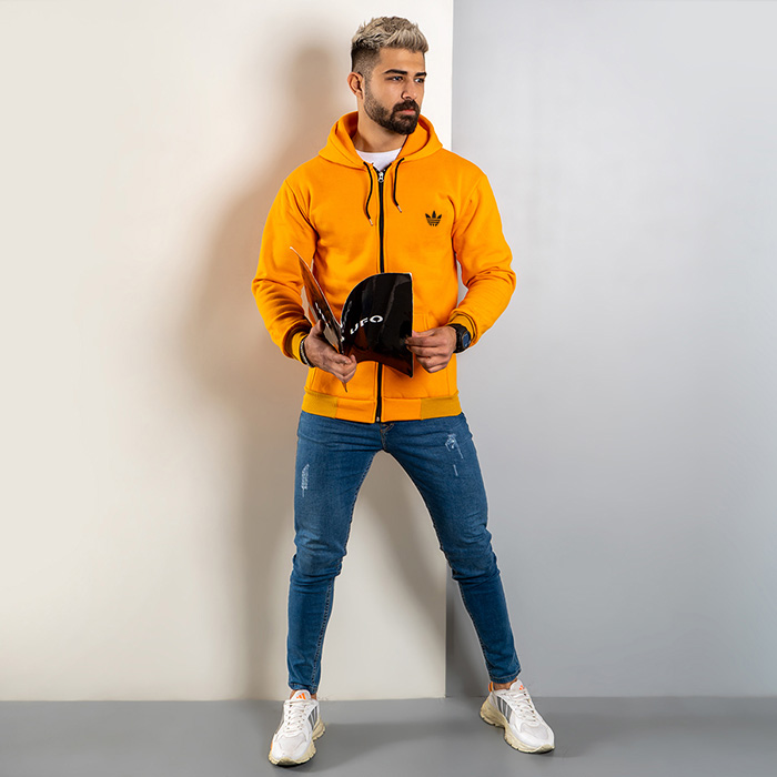 سوییشرت مردانه خردلی مدل Tirdad