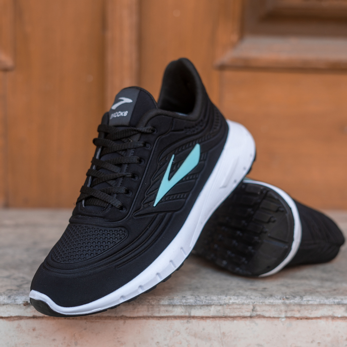کفش ورزشی مردانه Brooks مشکی فیروزه ای مدل SANO