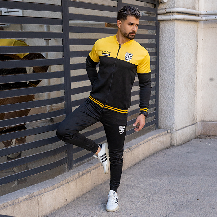ست سوئیشرت شلوار مردانه زرد مدل Guess