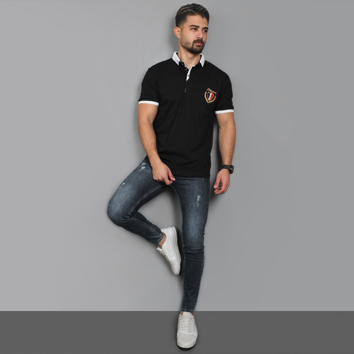 تیشرت مردانه مشکی مدل RIBAN