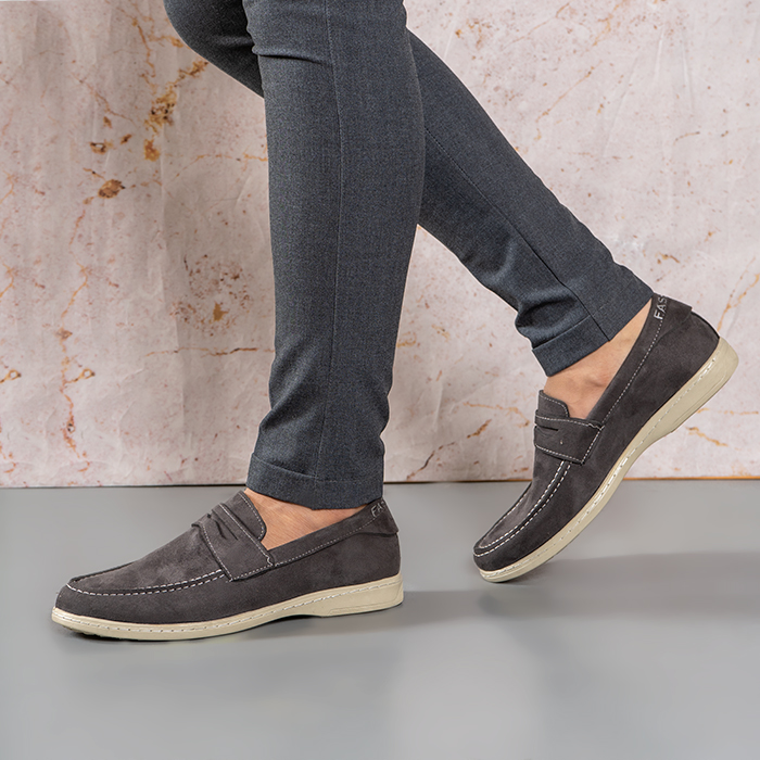 کفش کالج طوسی مردانه مدل Aril