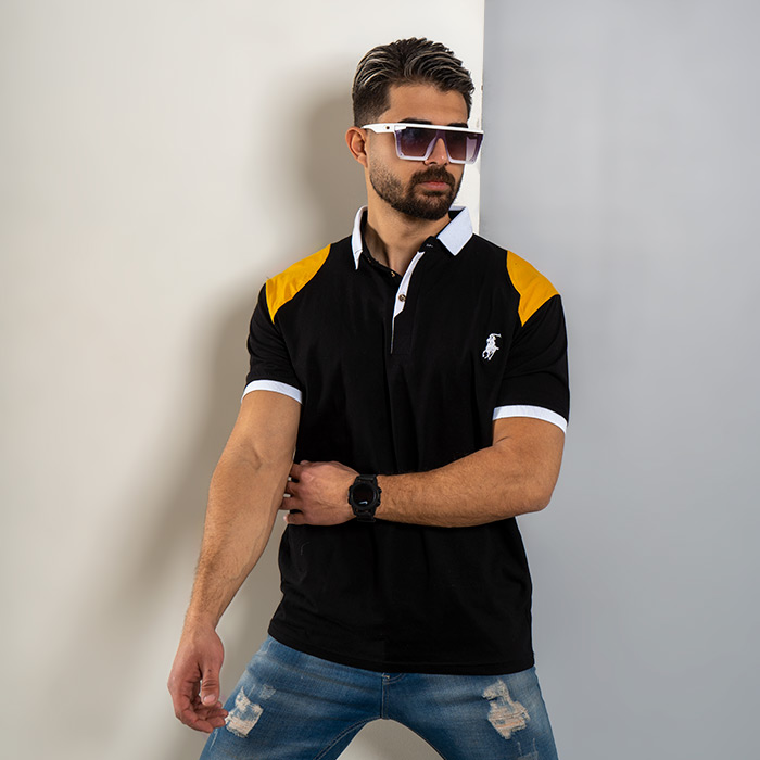 تیشرت Polo مشکی مردانه مدل HAKO