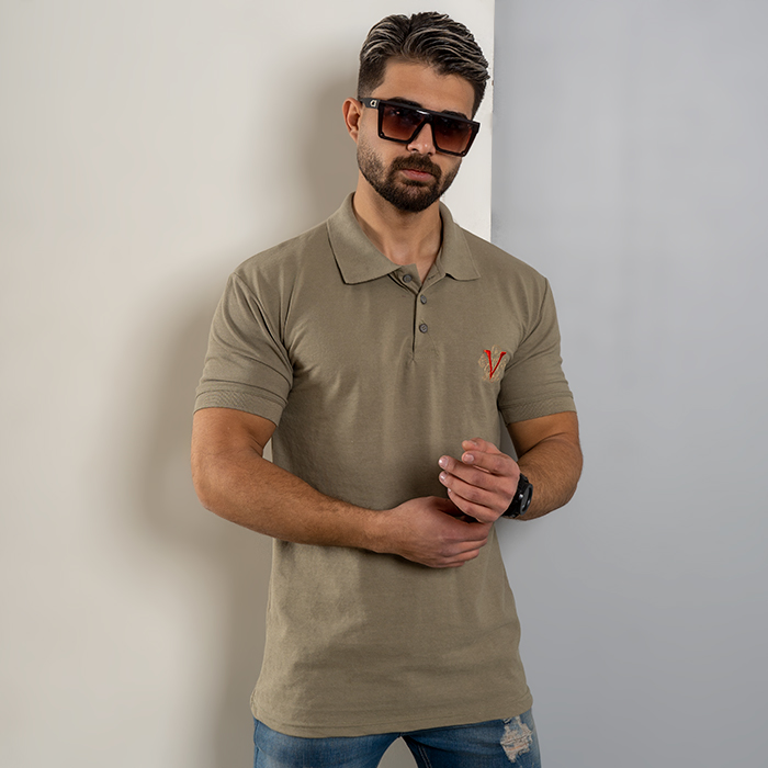 تیشرت V سبز مردانه مدل Sadra
