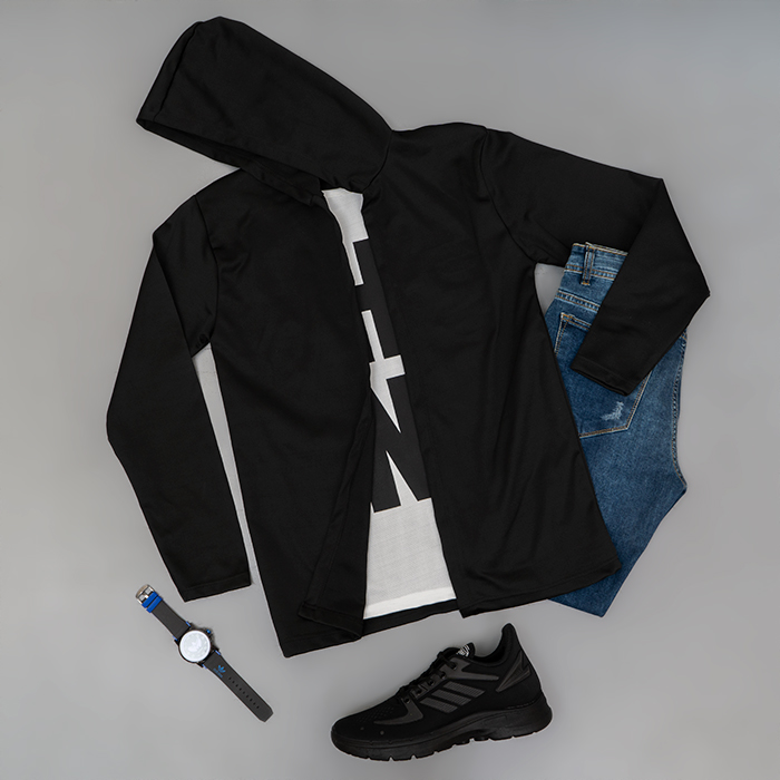 هودی مردانه مشکی سفید مدل The End